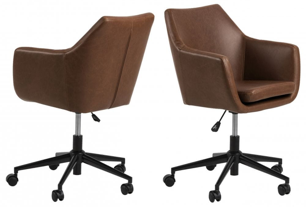 Design Scandinavia Kancelárska stolička Nora, syntetická koža, hnedá